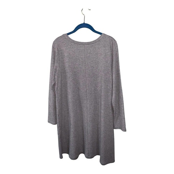 J. Jill Pure J. Jill Gray V Neck Pima Cotton Stretch Shirt Dress Pockets Medium - Picture 2 of 9